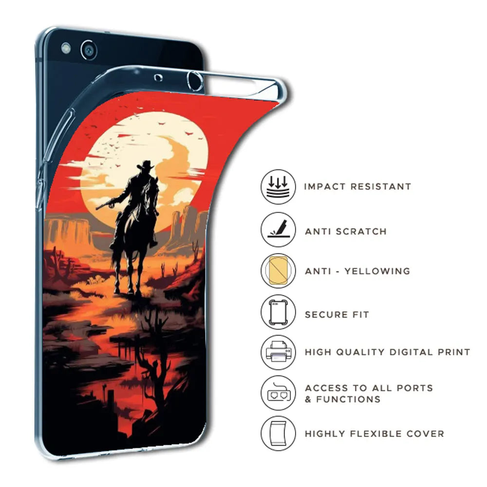 Cowboy and Horse - Printed Silicone Case For Apple iPhone Infographic