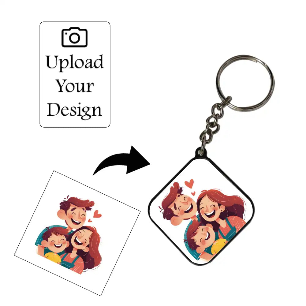 Customize Your Own Keychain – Personalized Double-Sided Printed Keychain Black Square