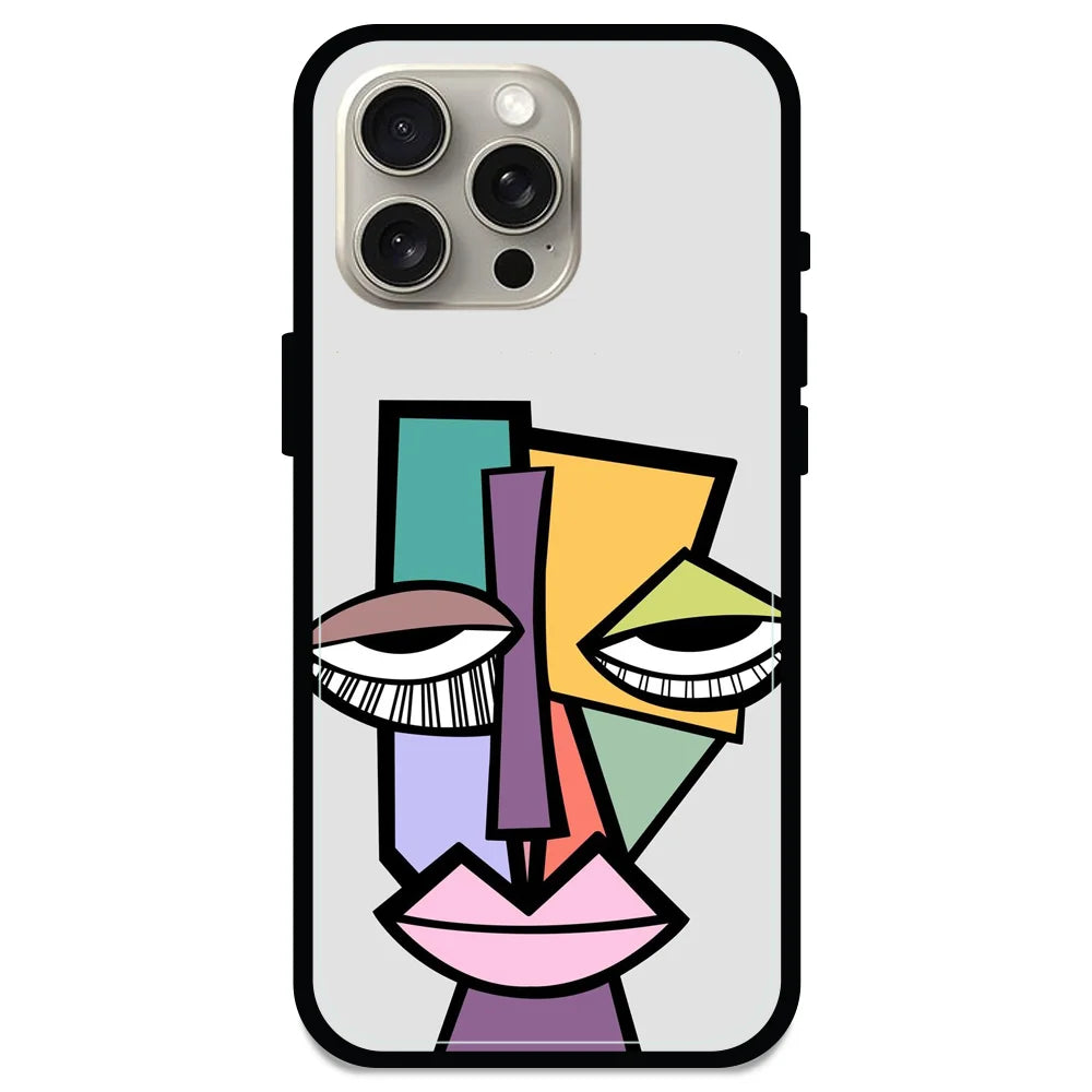 'Abstract Face - Glossy Metal Silicone Case For Apple iPhone 15 Pro Max