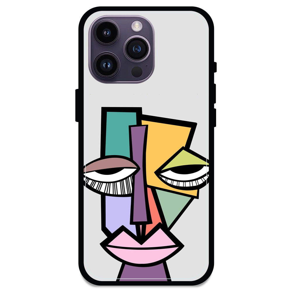'Abstract Face - Glossy Metal Silicone Case For Apple iPhone 14 Pro Max
