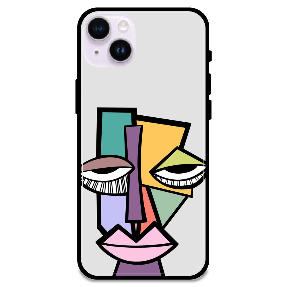 'Abstract Face - Glossy Metal Silicone Case For Apple iPhone 14 Plus