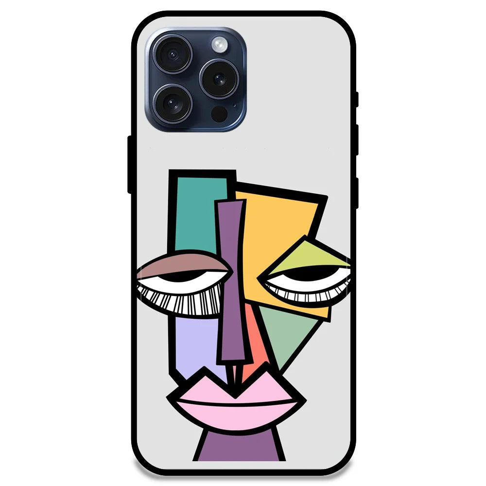 'Abstract Face - Glossy Metal Silicone Case For Apple iPhone 15 Pro