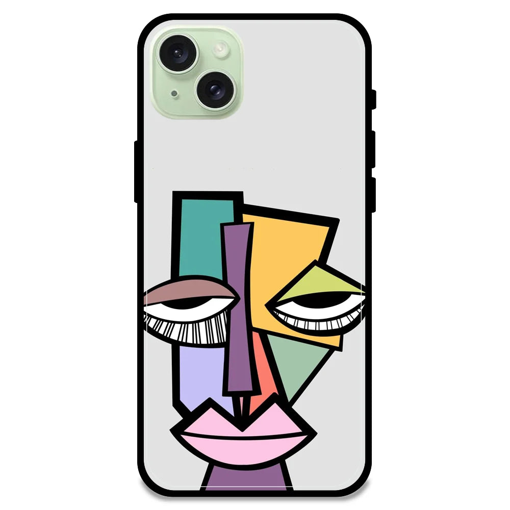 'Abstract Face - Glossy Metal Silicone Case For Apple iPhone 15 Plus