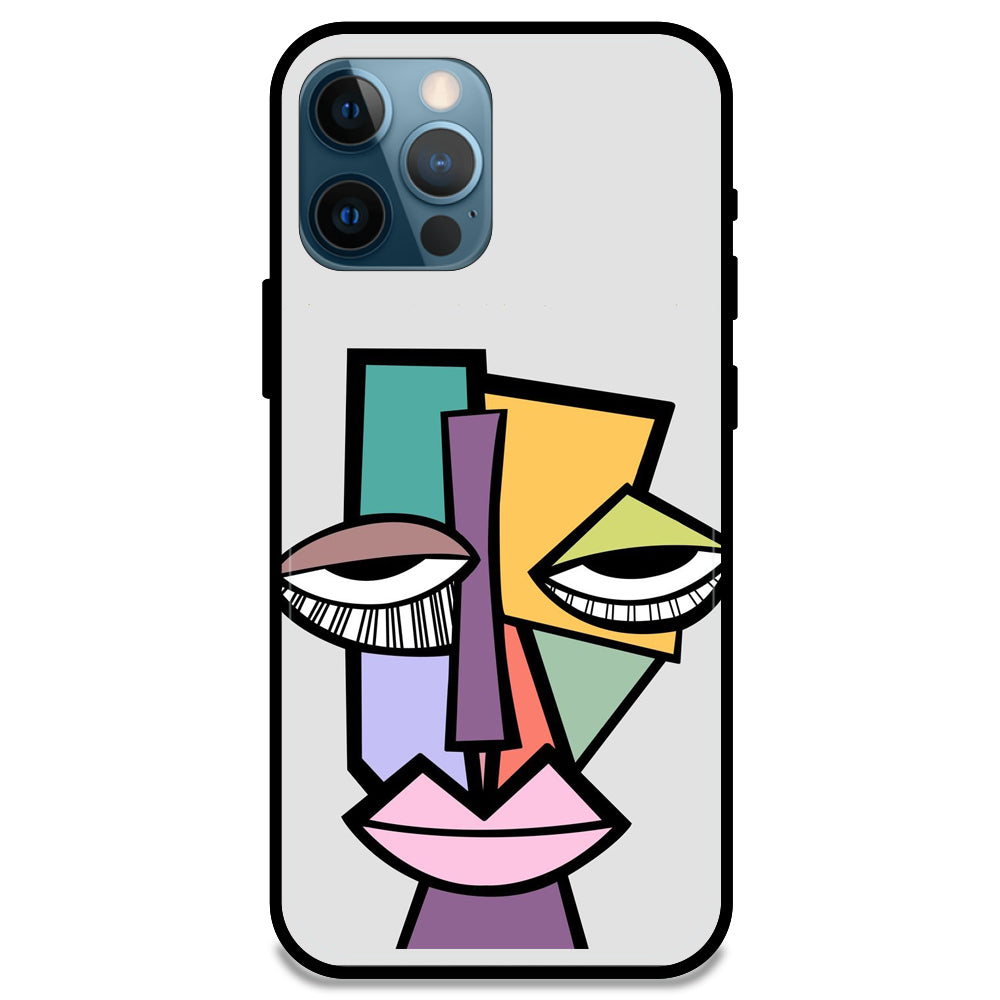 'Abstract Face - Glossy Metal Silicone Case For Apple iPhone 14 Pro