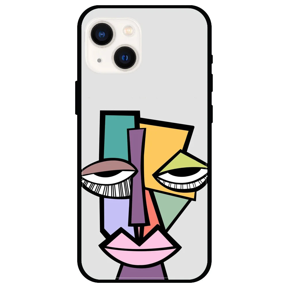 'Abstract Face - Glossy Metal Silicone Case For Apple iPhone 13