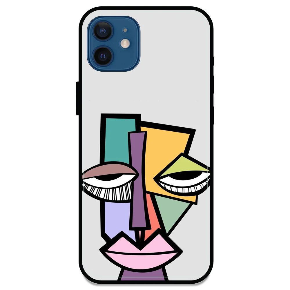 'Abstract Face - Glossy Metal Silicone Case For Apple iPhone 12