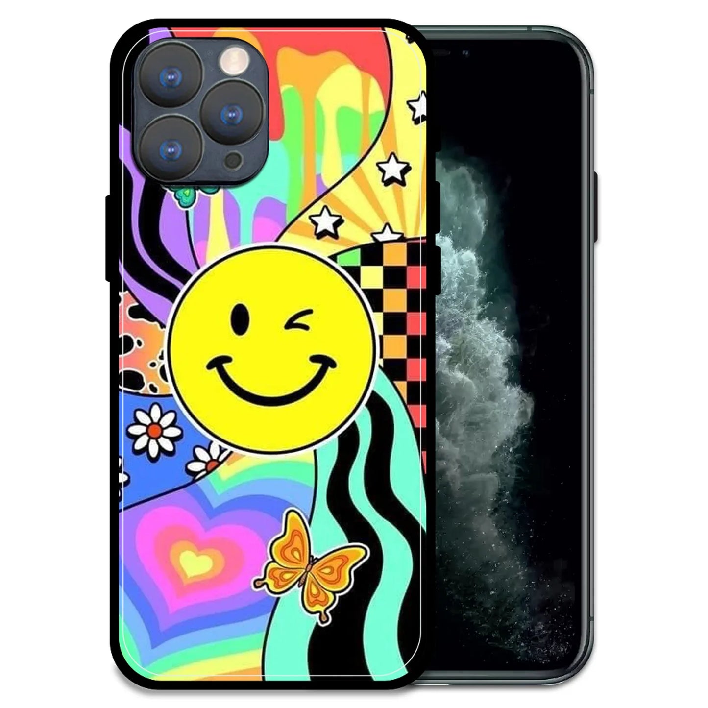'Groovy Smiley Splash - Glossy Metal Silicone Case For Apple iPhone 11 Pro Max