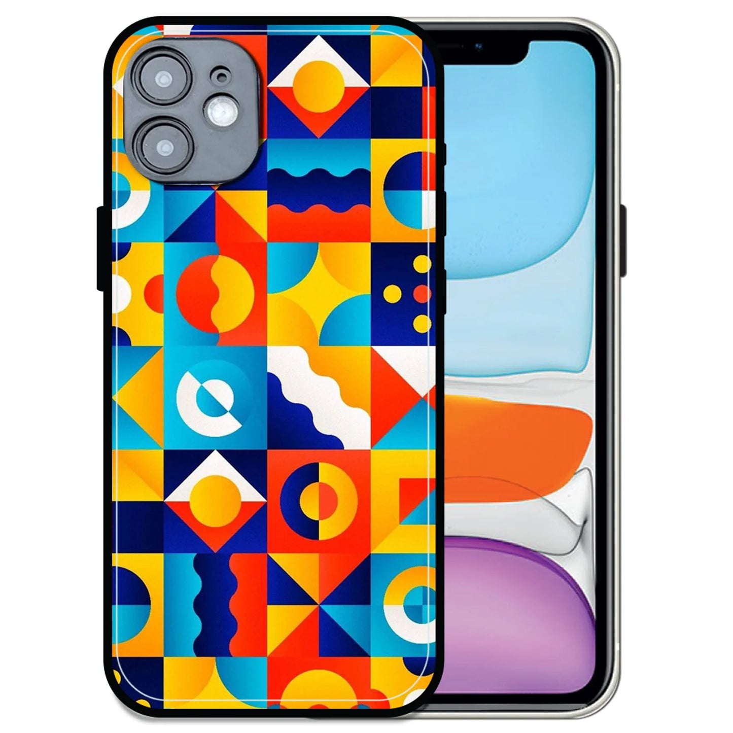 'Retro Pop Geometry - Glossy Metal Silicone Case For Apple iPhone 11