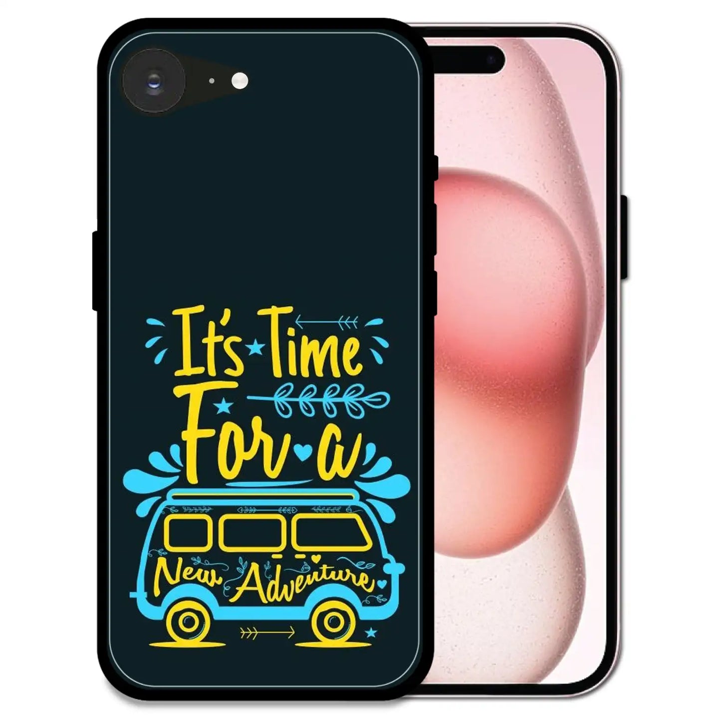 'Adventure Awaits - Glossy Metal Silicone Case For Apple iPhone 16e