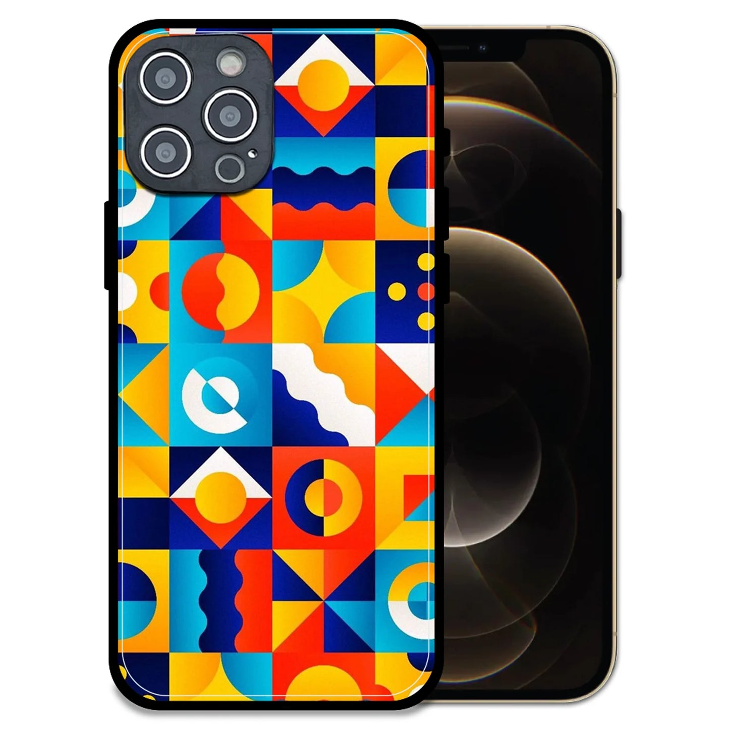 'Retro Pop Geometry - Glossy Metal Silicone Case For Apple iPhone 12 Pro