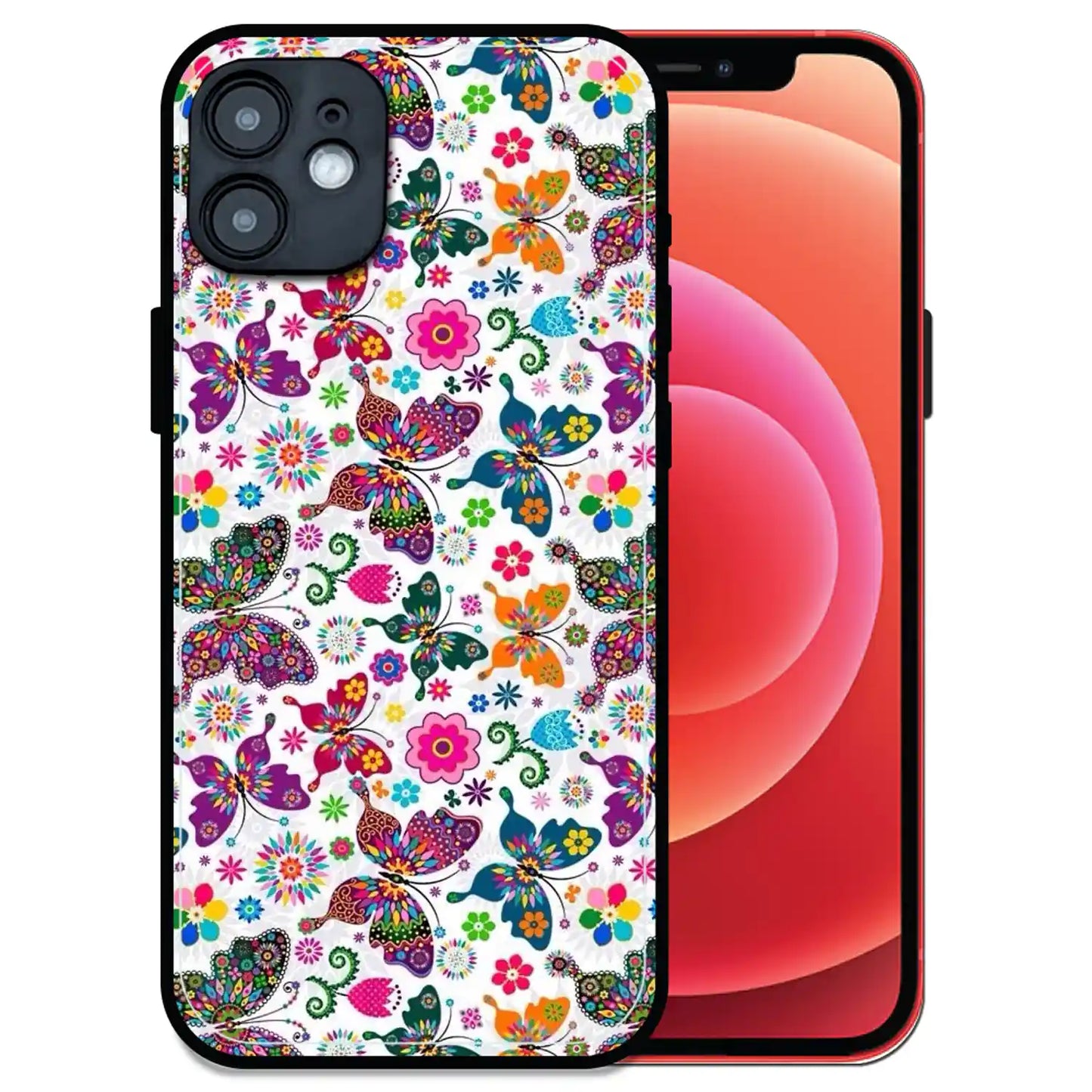 'Whimsical Butterflies Garden - Glossy Metal Silicone Case For Apple iPhone 12