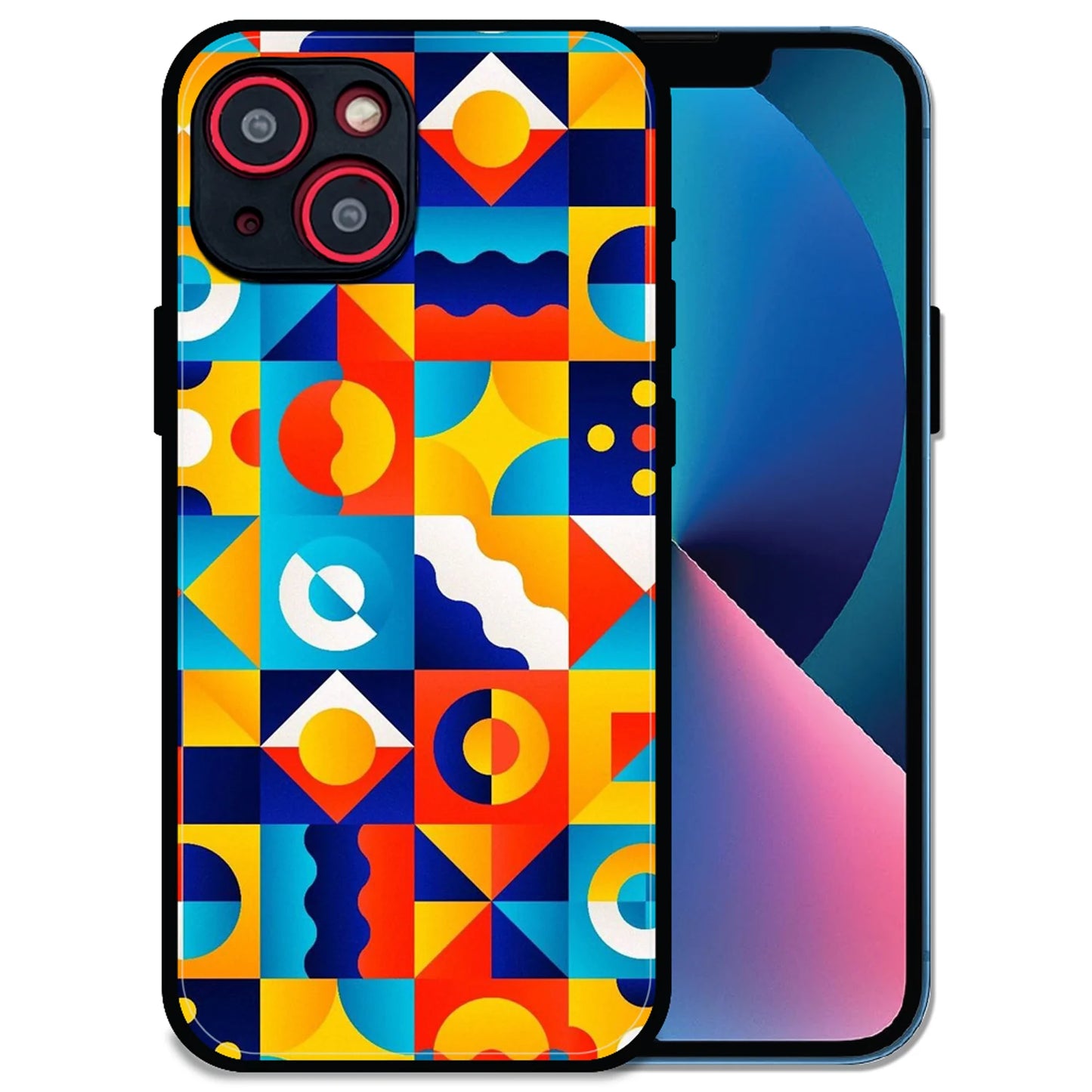 'Retro Pop Geometry - Glossy Metal Silicone Case For Apple iPhone 13