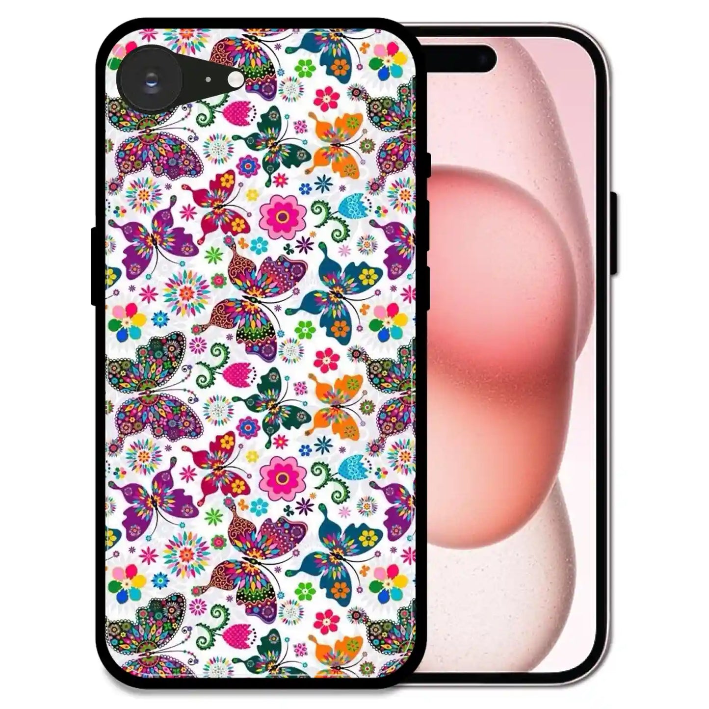 'Whimsical Butterflies Garden - Glossy Metal Silicone Case For Apple iPhone 16e