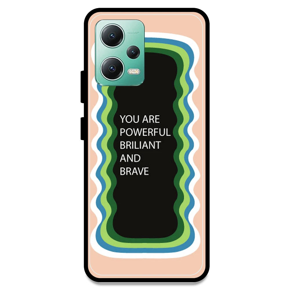 'You Are Powerful, Brilliant & Brave' - Peach Armor Case For Redmi Models Redmi Note 12