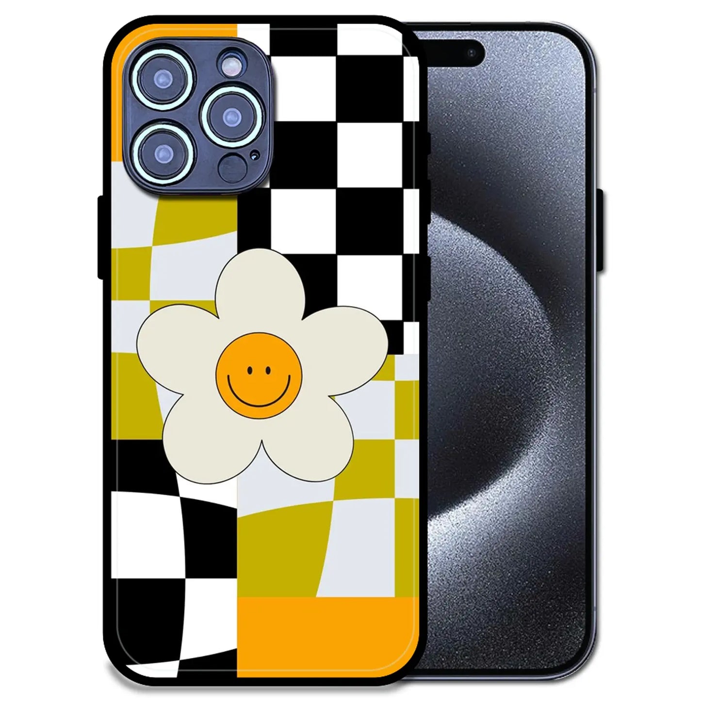 Smiley Flowe - Glossy Metal Silicone Case For Apple iPhone 15 Pro