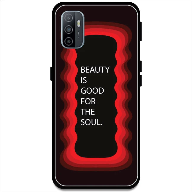 'Beauty Is Good For The Soul' - Red Armor Case For Oppo Models Oppo A53 2020