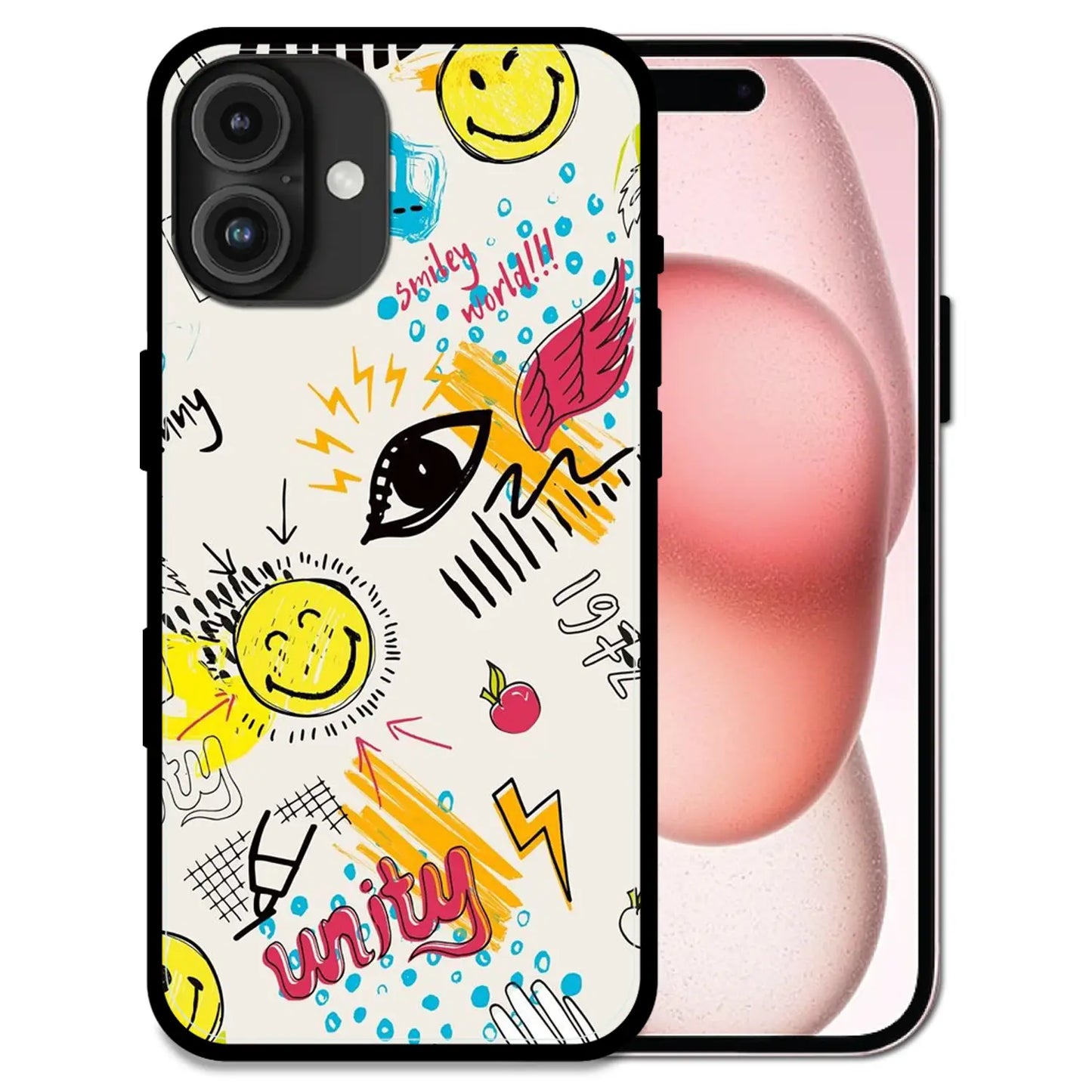 Smiley Graffiti Pop - Glossy Metal Silicone Case For Apple iPhone Models