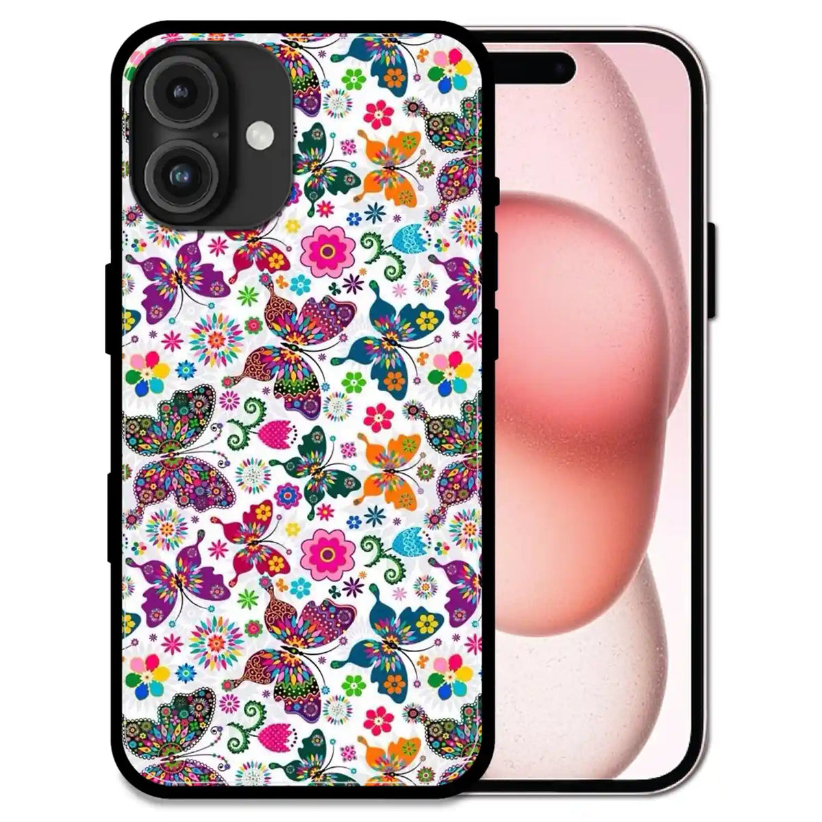 Whimsical Butterflies Garden - Glossy Metal Silicone Case For Apple iPhone Models