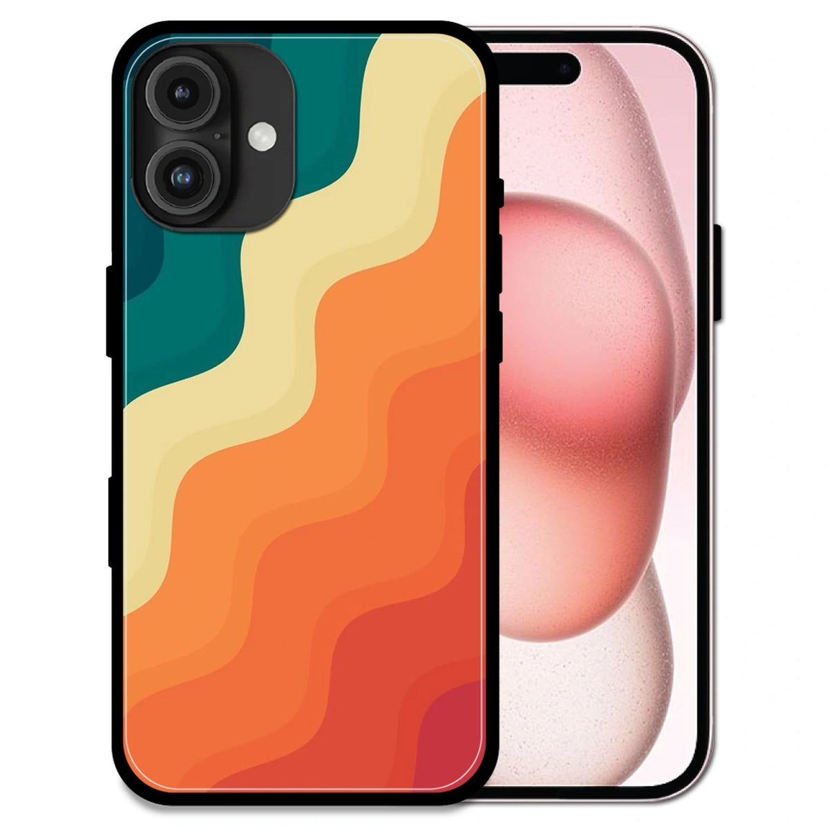 Retro Waves - Glossy Metal Silicone Case For Apple iPhone Models