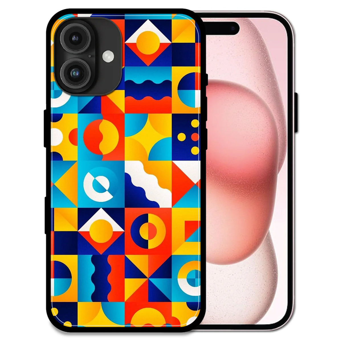 Retro Pop Geometry - Glossy Metal Silicone Case For Apple iPhone Models