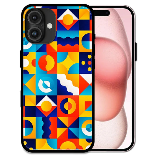 'Retro Pop Geometry - Glossy Metal Silicone Case For Apple iPhone 16