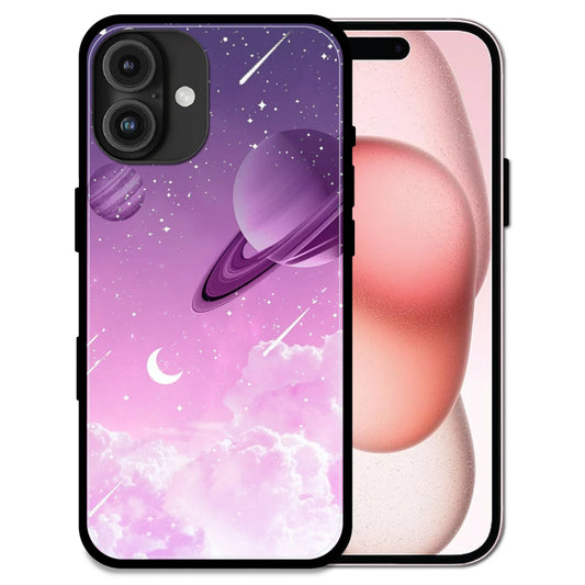 'Pastel Galaxy Design - Glossy Metal Silicone Case For Apple iPhone 16