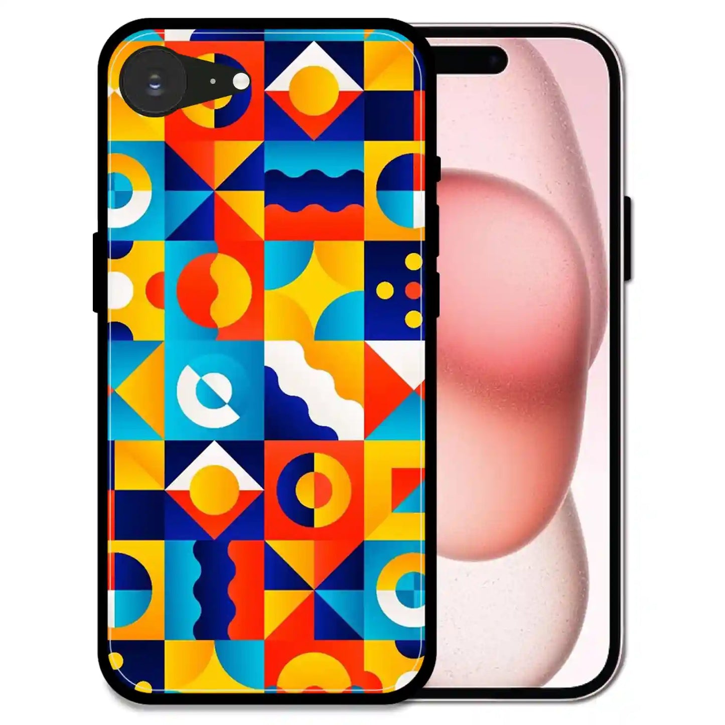 'Retro Pop Geometry - Glossy Metal Silicone Case For Apple iPhone 16e