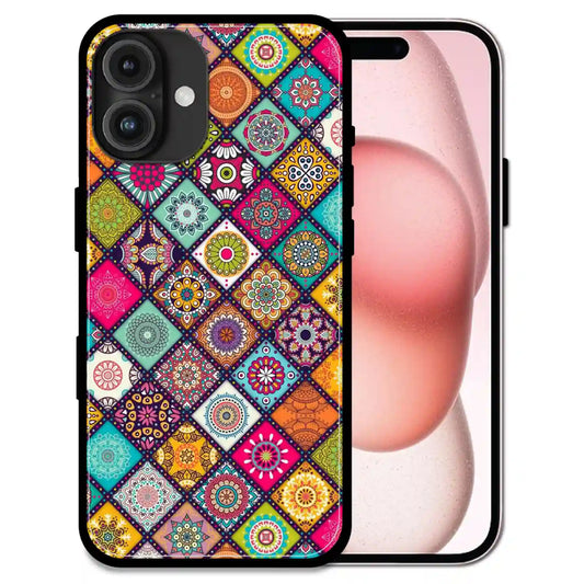 'Boho Mosaic Tiles - Glossy Metal Silicone Case For Apple iPhone 16