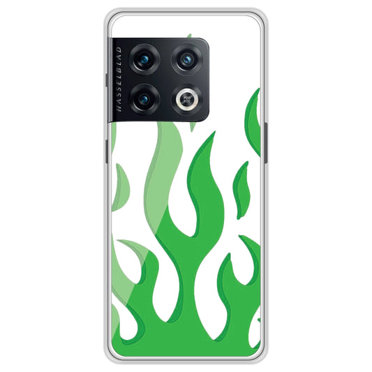 Green Flames - Clear Printed Silicone Case For OnePlus Models