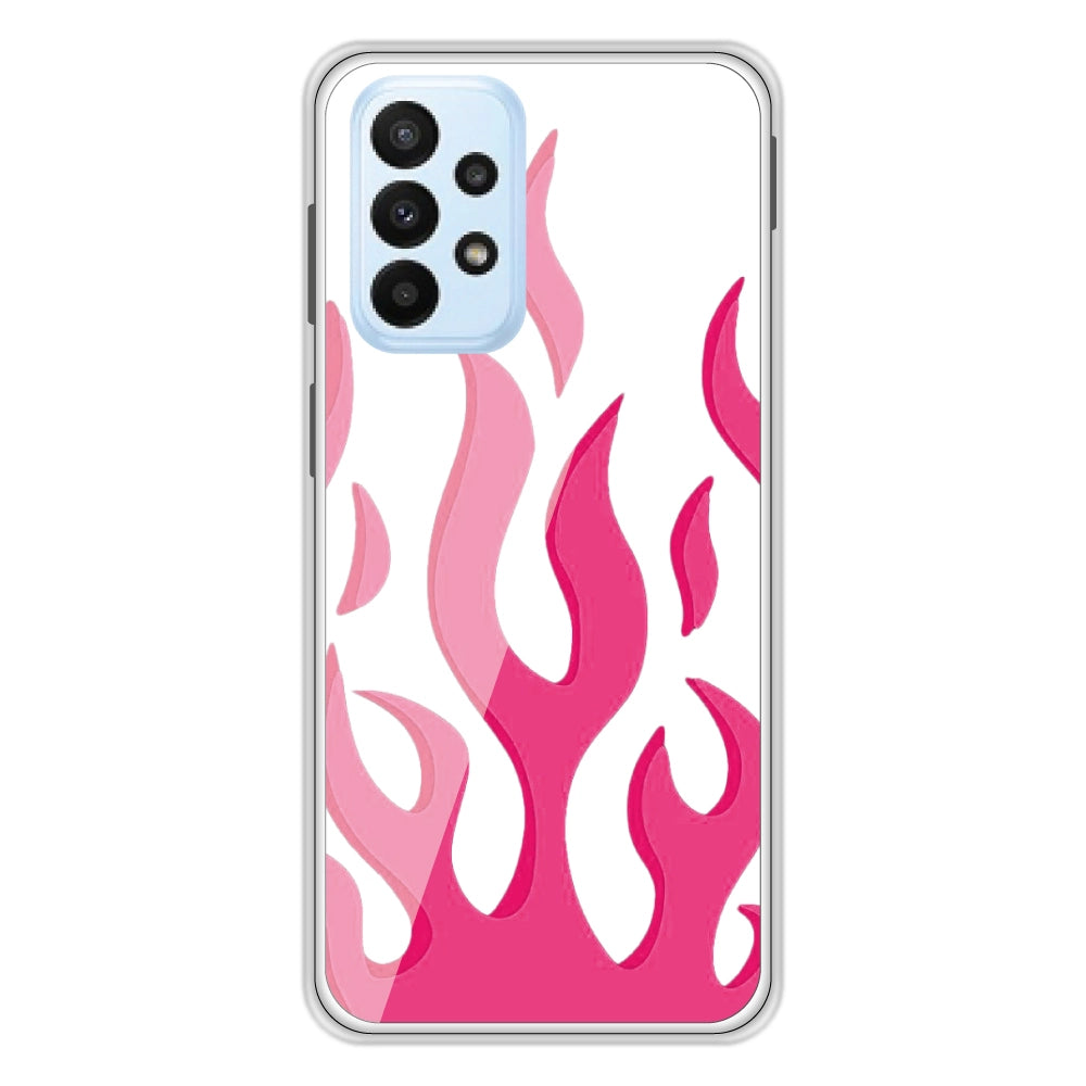 Pink Flames - Clear Printed Silicone Case For Samsung Models