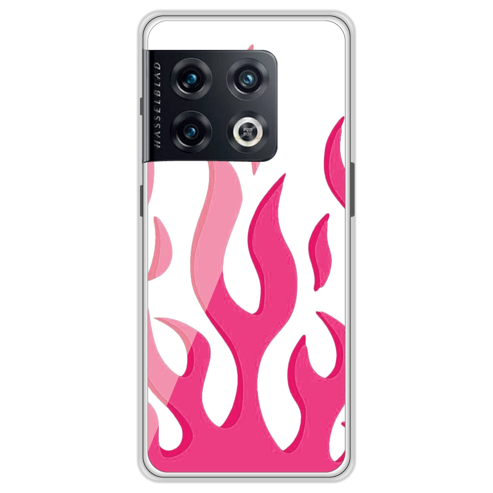 Pink Flames - Clear Printed Silicone Case For OnePlus Models