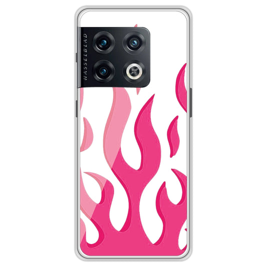 Pink Flames - Clear Printed Silicone Case For OnePlus Models