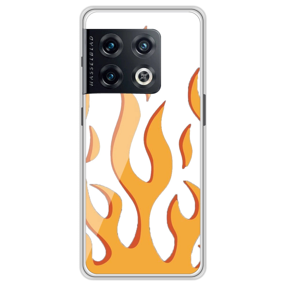 Orange Flames - Clear Printed Silicone Case For OnePlus Models