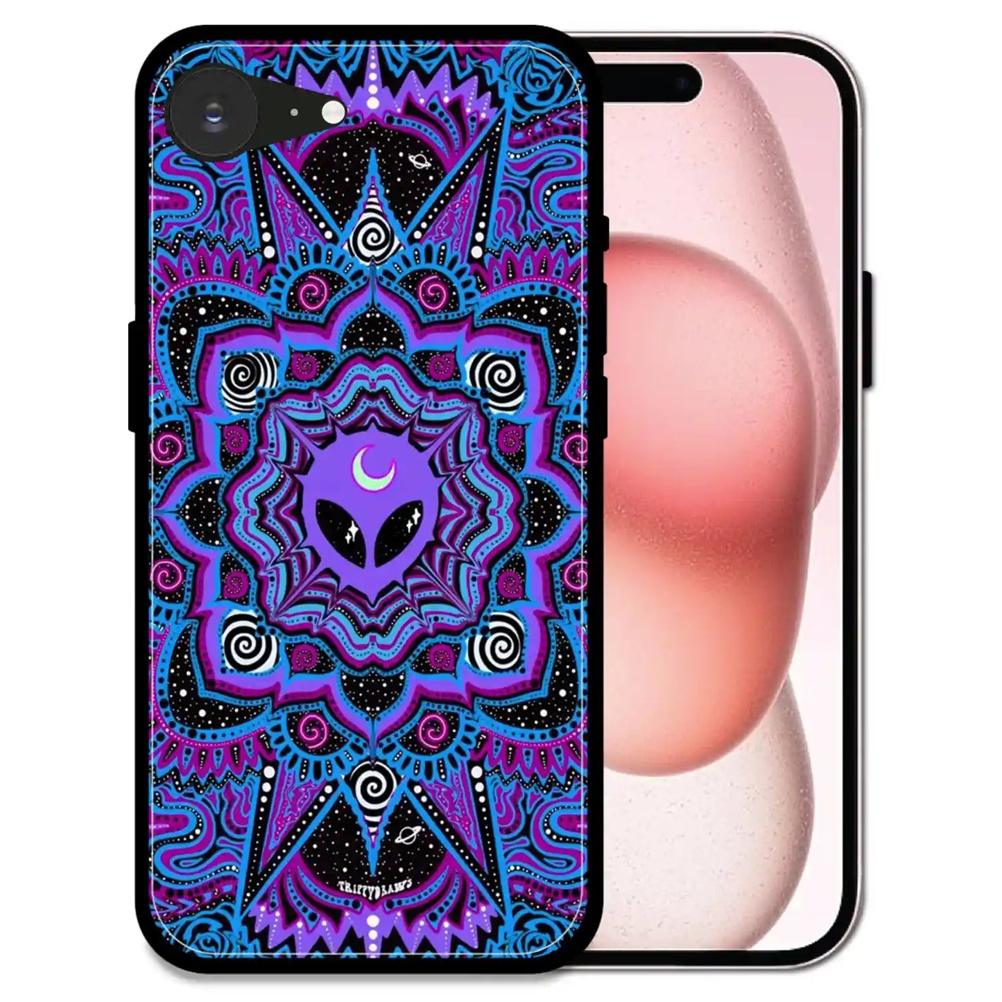 'Alien Mandala Design - Glossy Metal Silicone Case For Apple iPhone 16e