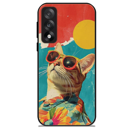 Cool Cat Summer - Glossy Metal Silicone Case For OnePlus Models