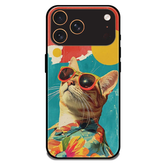 Cool Cat Summer - Glossy Metal Silicone Case For Apple iPhone Models