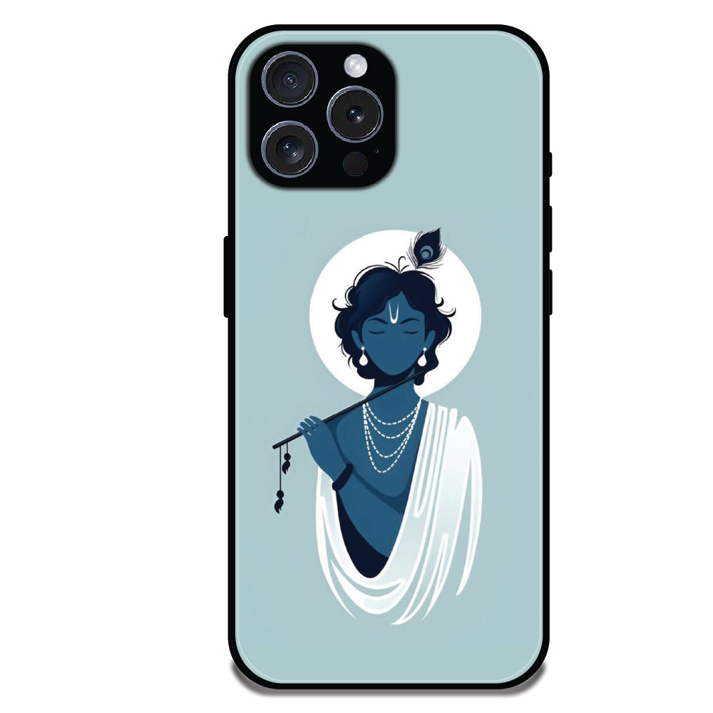 Minimal Krishna Flute Art - Glossy Metal Silicone Case For Apple iPhone Models