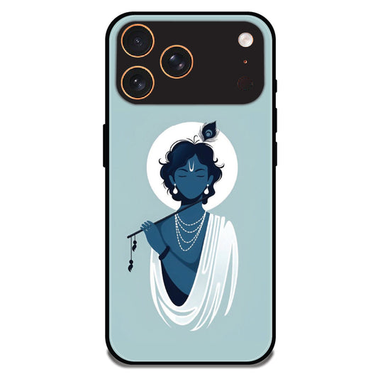 Minimal Krishna Flute Art - Glossy Metal Silicone Case For Apple iPhone Models