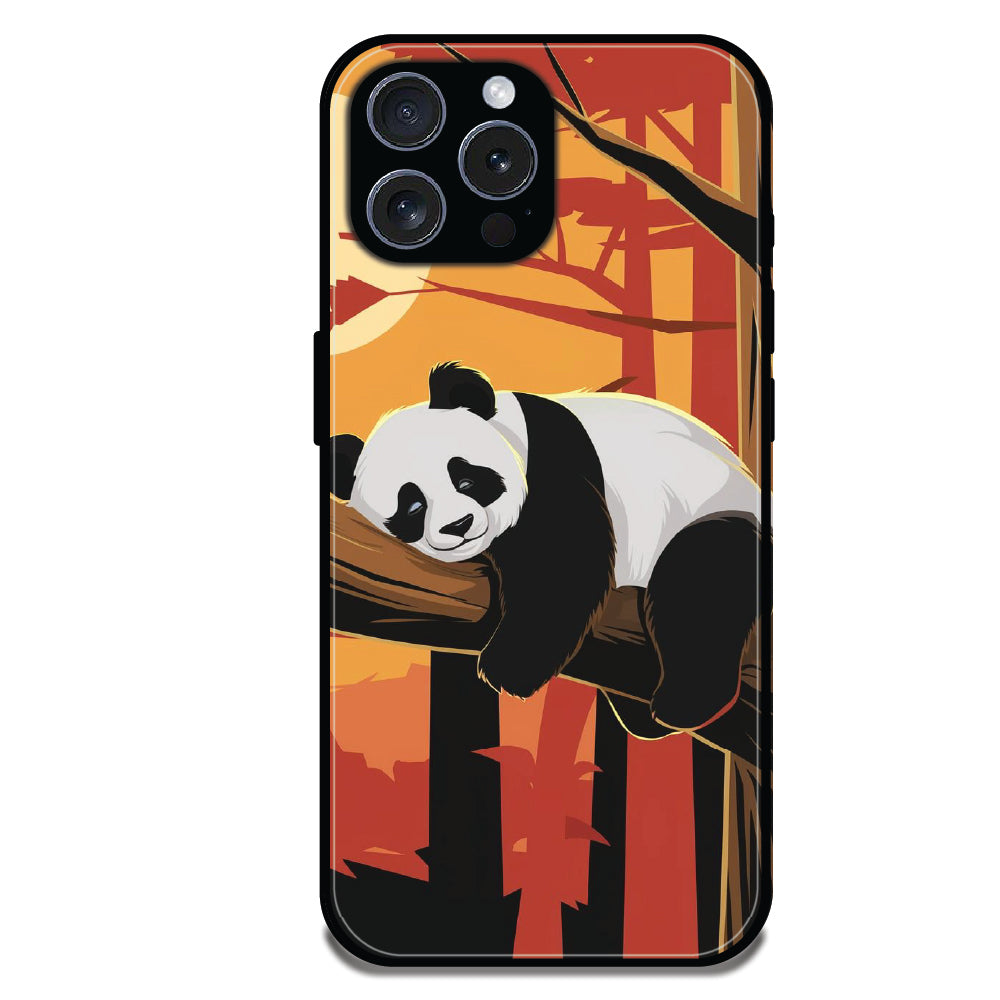 Sleeping Panda Sunset - Glossy Metal Silicone Case For Apple iPhone Models