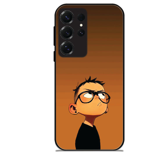 Stylish Cartoon Boy - Glossy Metal Silicone Cases for Samsung Models