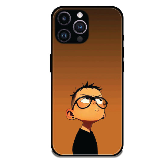 Stylish Cartoon Boy - Glossy Metal Silicone Case For Apple iPhone Models
