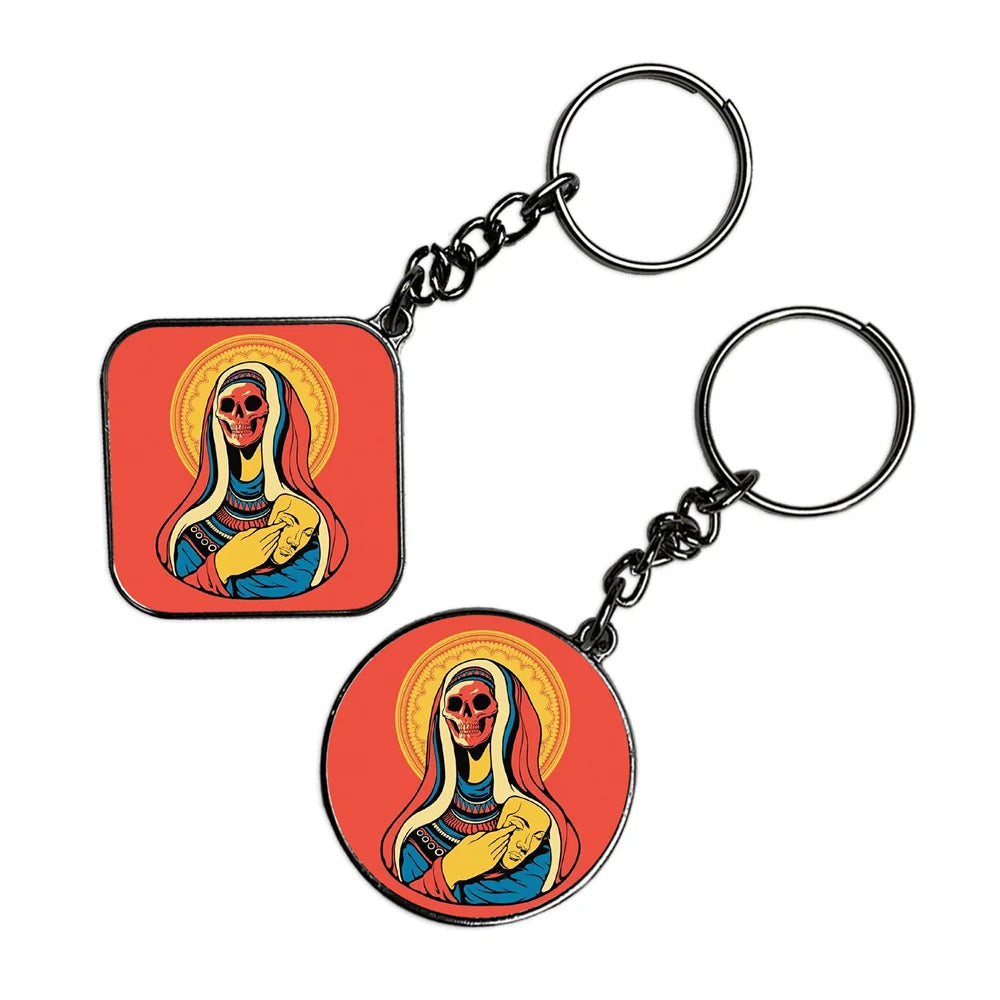 Skeleton Art - Keychain With Silver Border (Pack Of 2)
