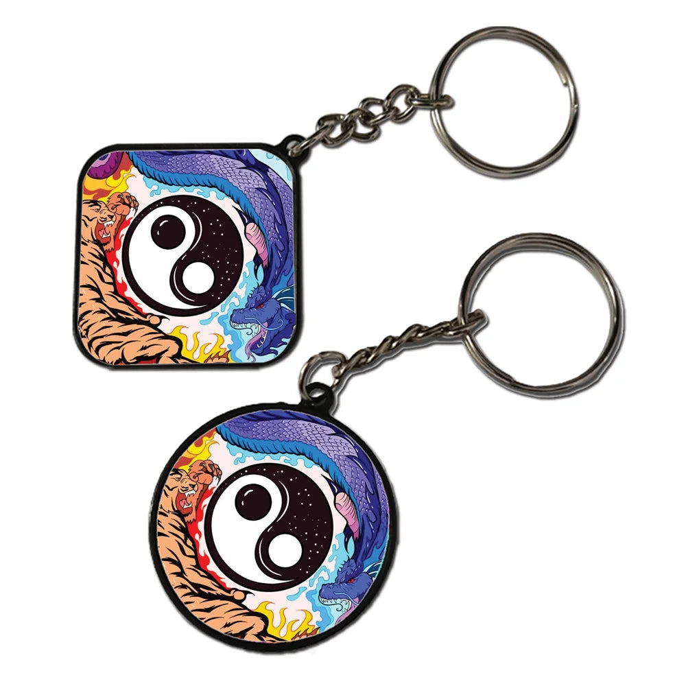 Ying Yang- Keychain With Black Border (Pack Of 2)