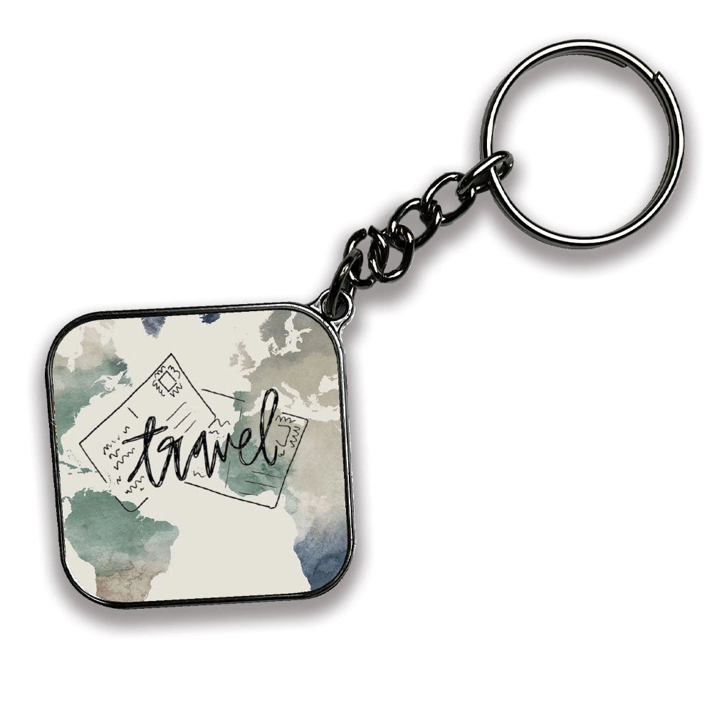 Travel - A Combo Of 4 Silver Border Keychains