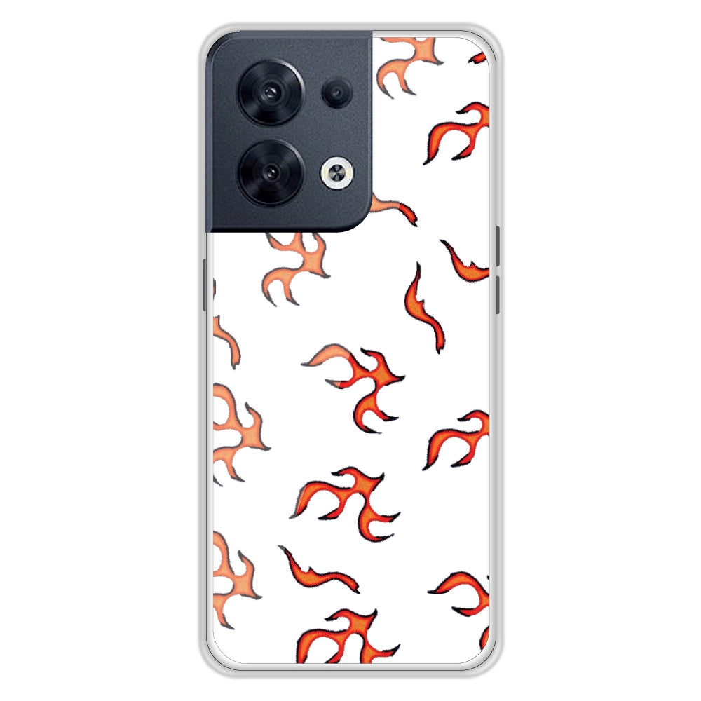 Orange Mini Flames - Clear Printed Silicon Case For Oppo Models