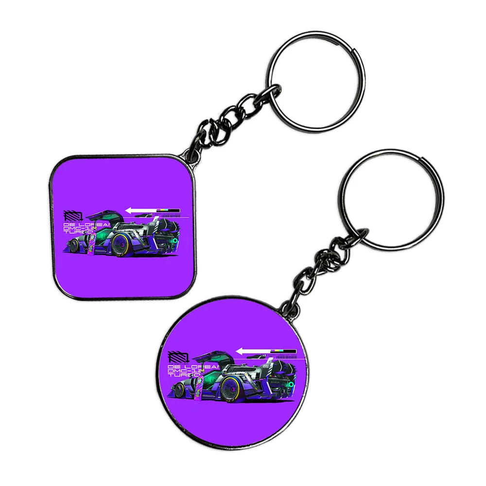 Sports Car - Keychain With Silver Border (Pack Of 2)
