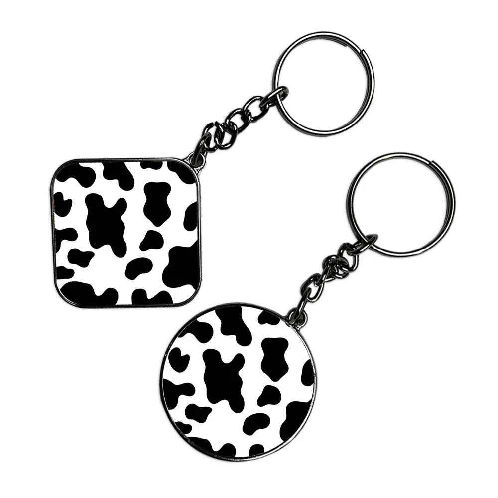 Cow Print - Keychain With Silver Border (Pack Of 2)