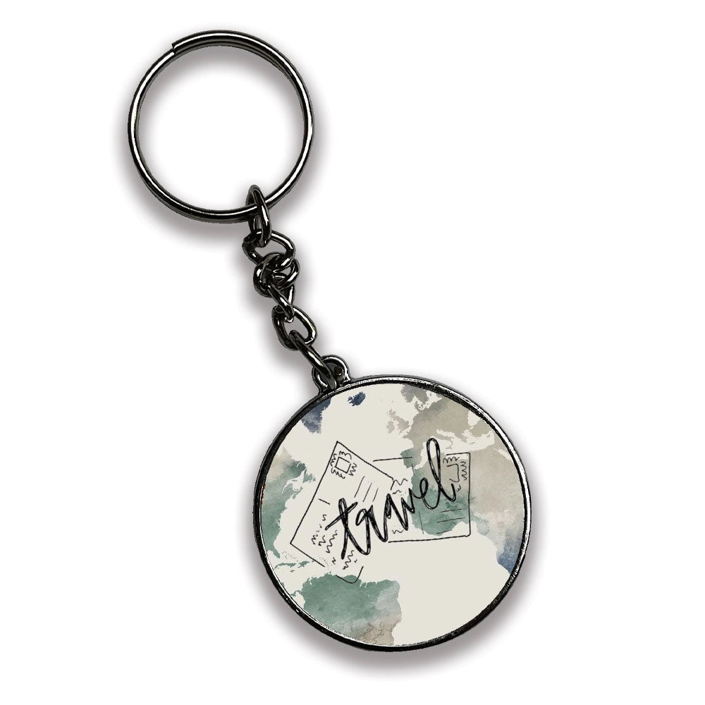 Travel - A Combo Of 4 Silver Border Keychains