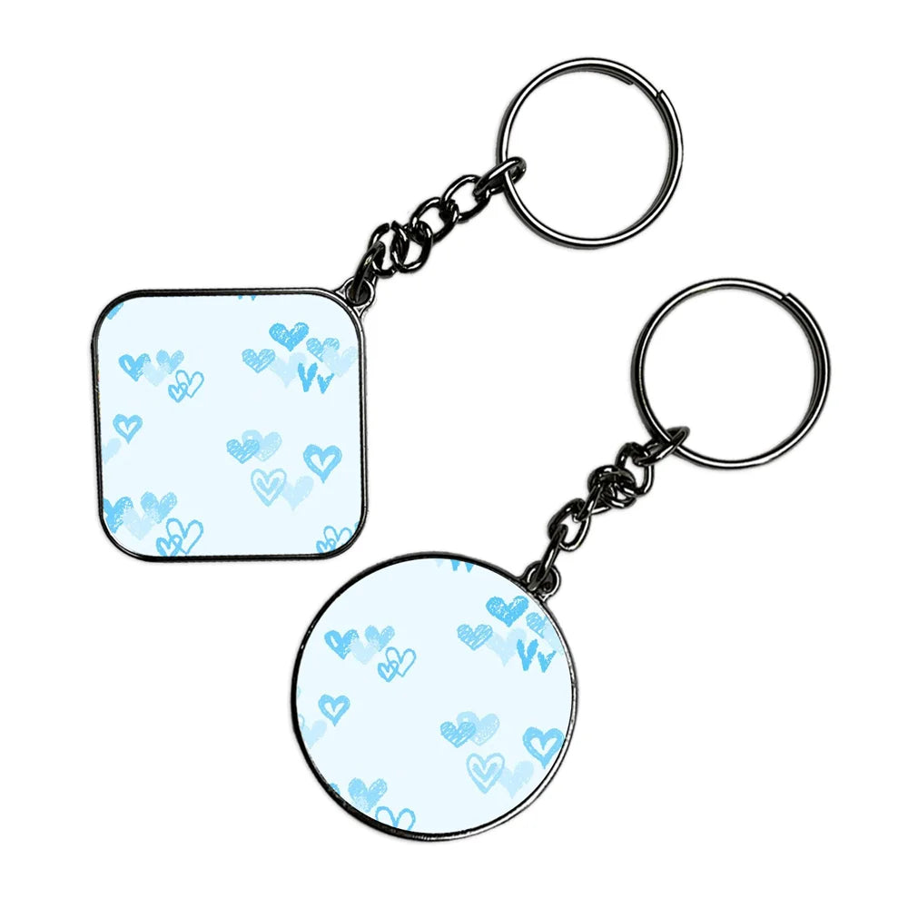 Blue Hearts - Keychain With Silver Border (Pack Of 2)