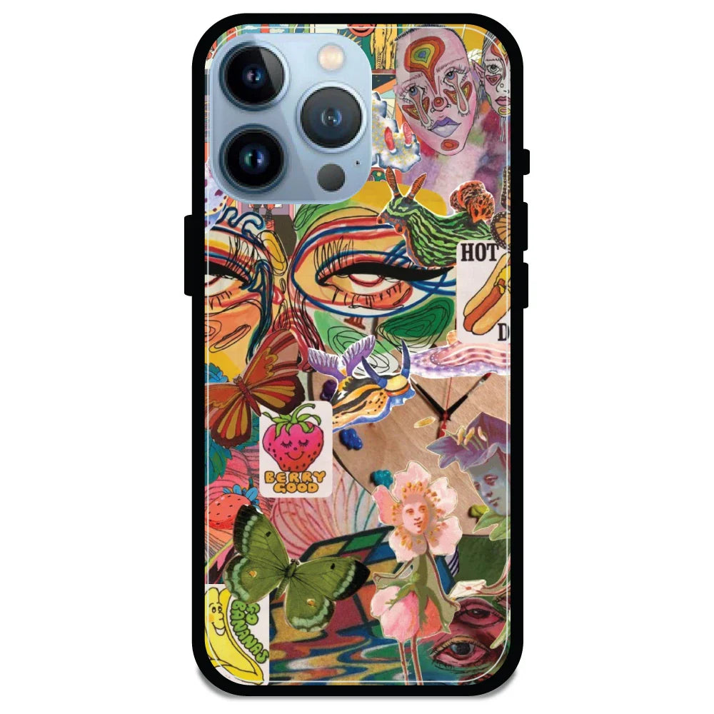 Vintage Collage - Glossy Metal Silicone Case For Apple iPhone Models